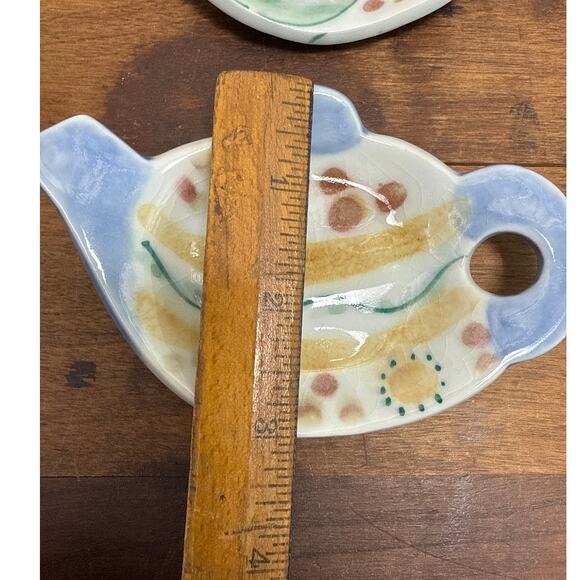 Hand Painted Ceramic - Artist Signed -Tea Bag Holder -Spoon Rest -Trinket Dish - Picture 6 of 13
